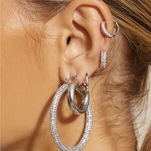 Luv Aj Sparkling Silver Hoop Earrings